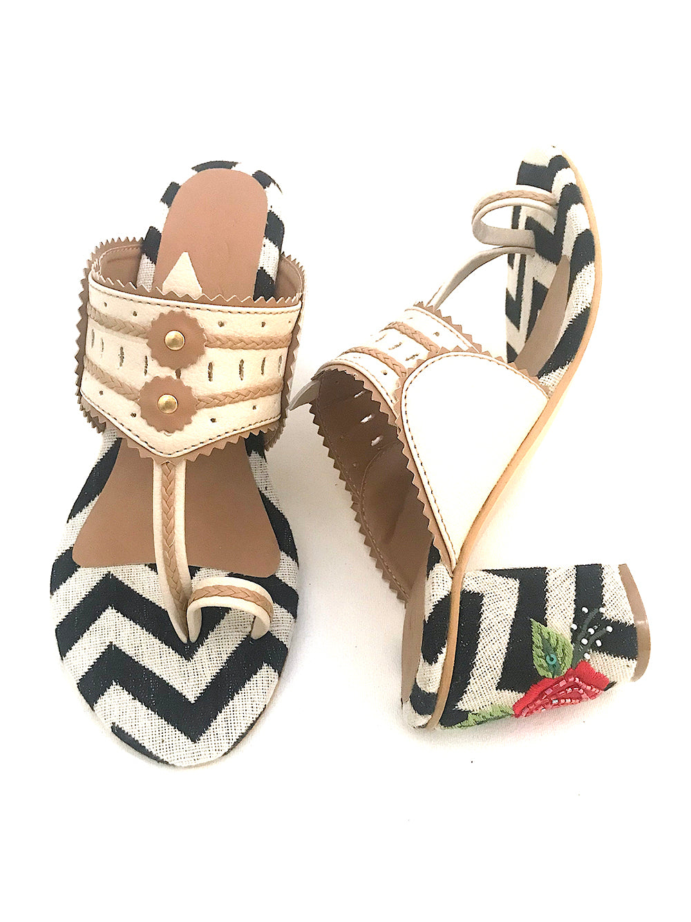 Monochrome Kolhapuri Block Heel