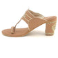 Nude & Gold leather Kolhapuri Block Heel