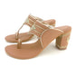 Nude & Gold leather Kolhapuri Block Heel