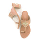 Nude & Gold leather Kolhapuri Block Heel