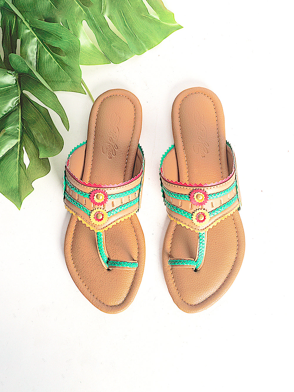 Multicolor leather Flats