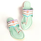 Sea Green Multicolor Leather Flats