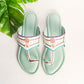 Sea Green Multicolor Leather Flats