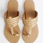 Nude Kolapuri With Gold Braiding and Gold Rivet Leather Flats