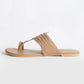 Nude Kolapuri With Gold Braiding and Gold Rivet Leather Flats