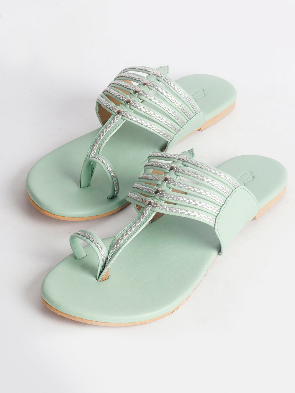 Sea Green  Vegan leather Kolapuri Flats