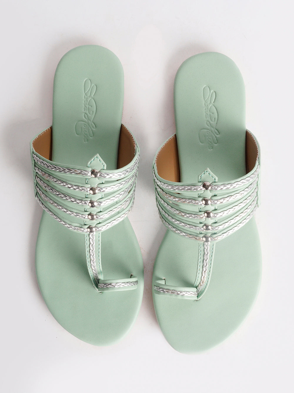 Sea Green  Vegan leather Kolapuri Flats