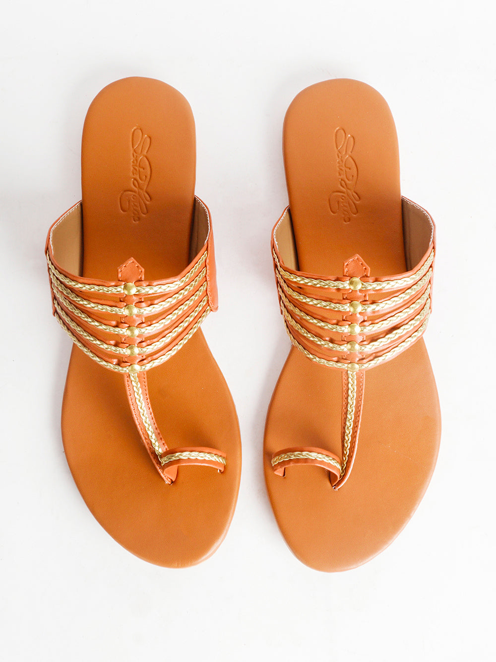 Tan leather Kolapur Flats