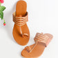 Tan leather Kolapur Flats