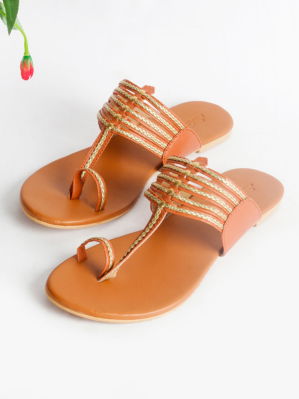 Tan leather Kolapur Flats