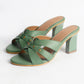 Olive Green leather Block Heels