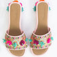 Multicolor Pom Pom Leather Flats