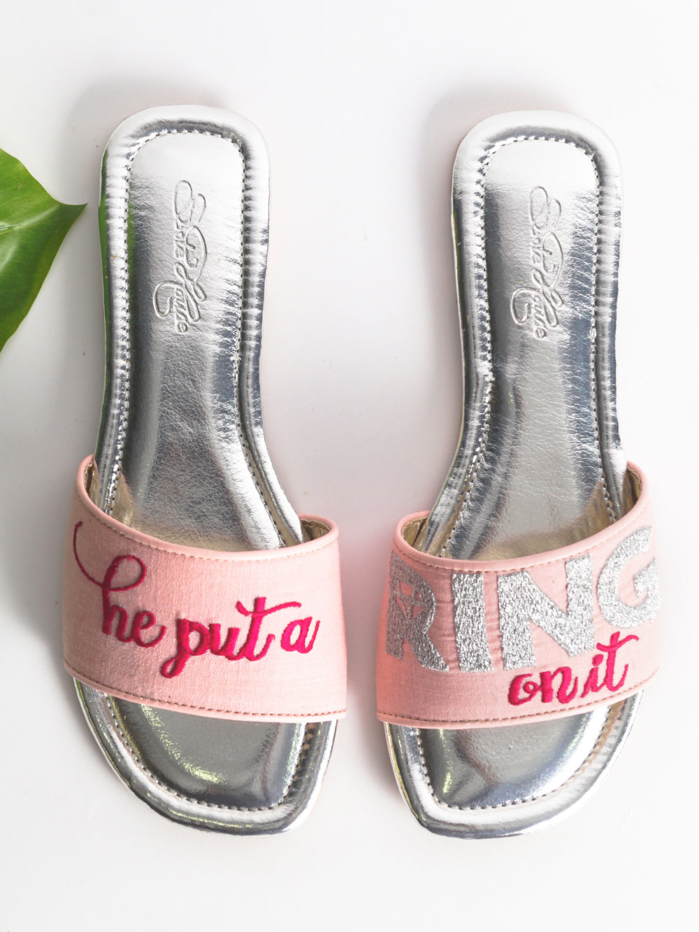 Silver & Pink leather Flats