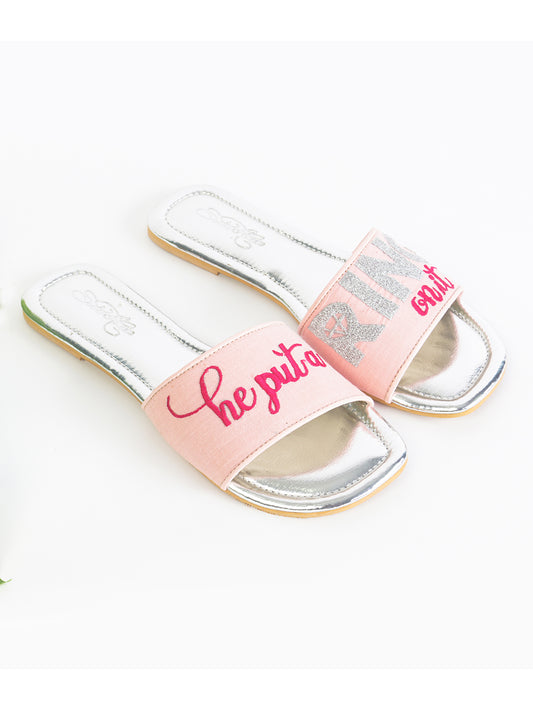 Silver & Pink leather Flats