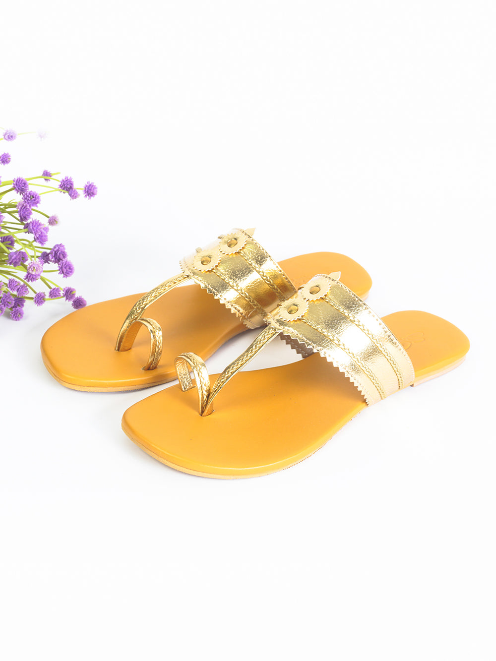 Gold Mustard Vegan Leather Flats