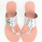 Silver & Nude Pink leather Flats