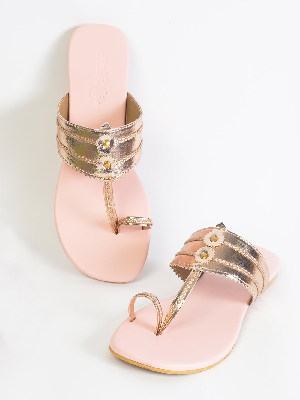 Rose Gold Kolapuri leather Flats