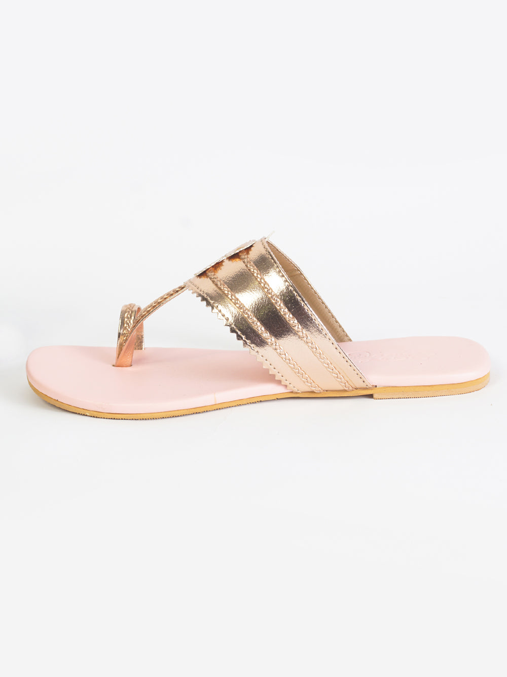 Rose Gold Kolapuri leather Flats