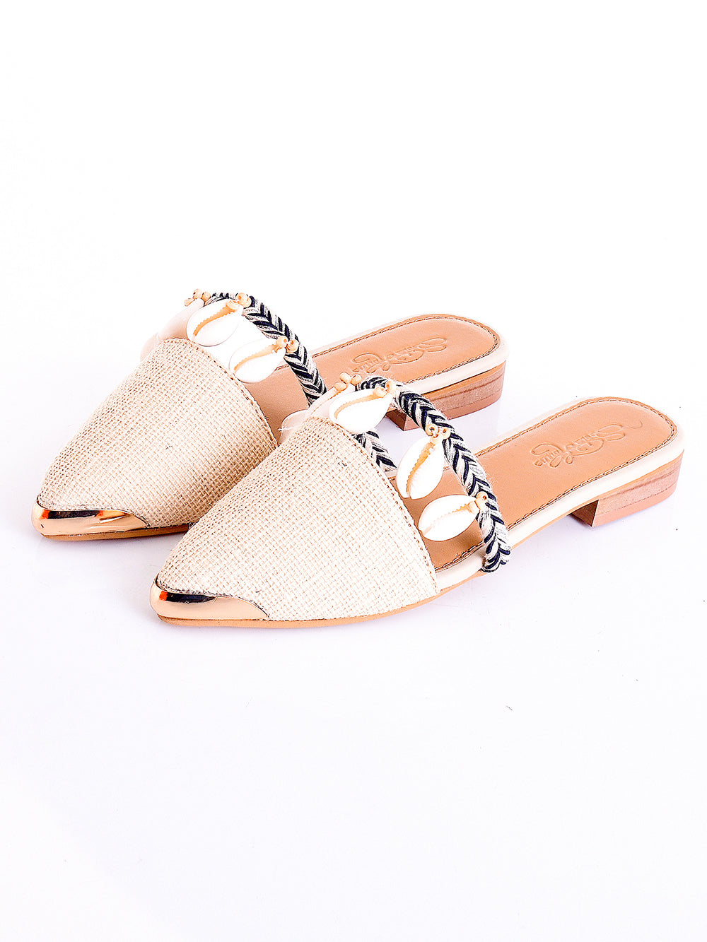 Beige & black Vegan Leather Loafer