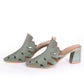 Olive Green leather Block Heel