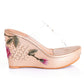 Gold Pink Vegan Leather Wedges