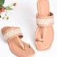 Nude Leather Kolhapuri Flats