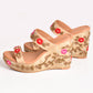 Nude Flower Bloom Vegan Leather Wedges