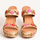 Nude Flower Bloom Vegan Leather Wedges