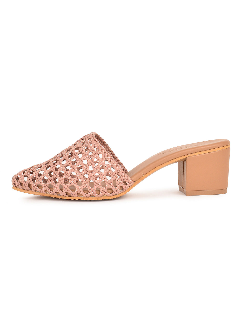 Pink Vegan Leather Block Heel