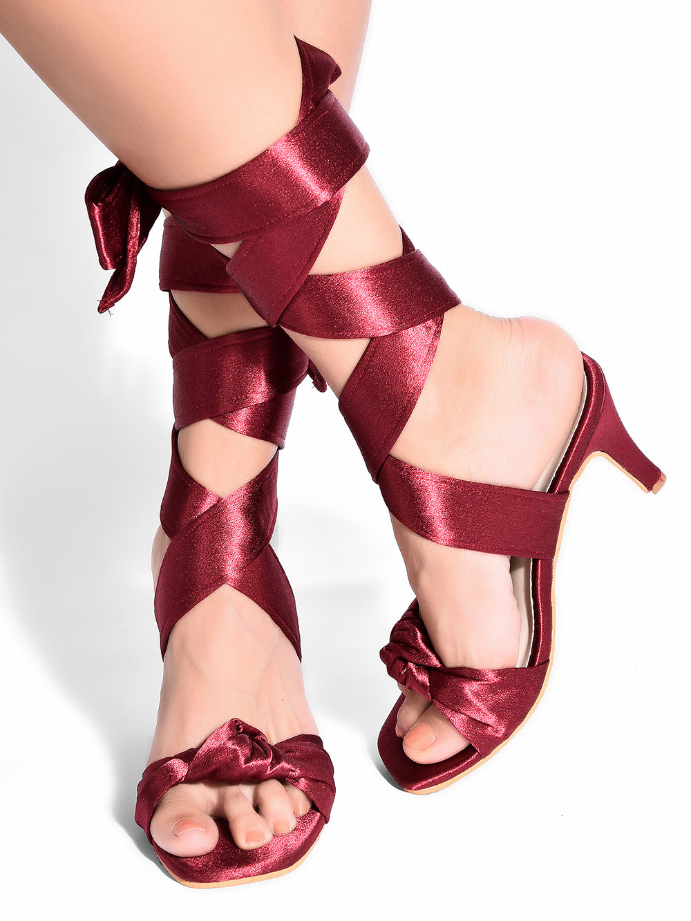 Maroon Vegan Leather Pencil Heel