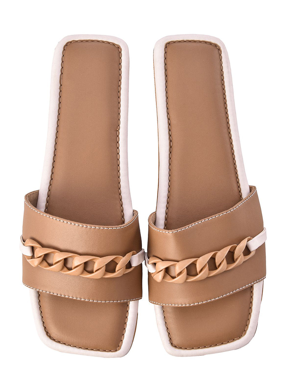 Beige Vegan Leather Flats