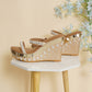 Golden Vegan Leather Wedges