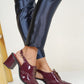 Maroon Vegan Leather Mules Boots