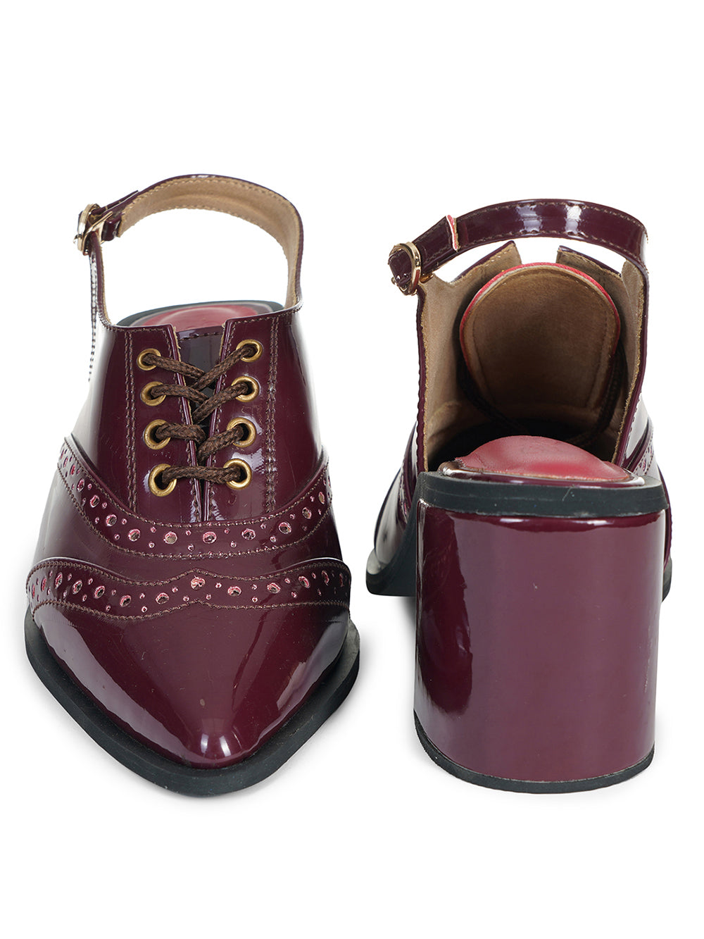 Maroon Vegan Leather Mules Boots