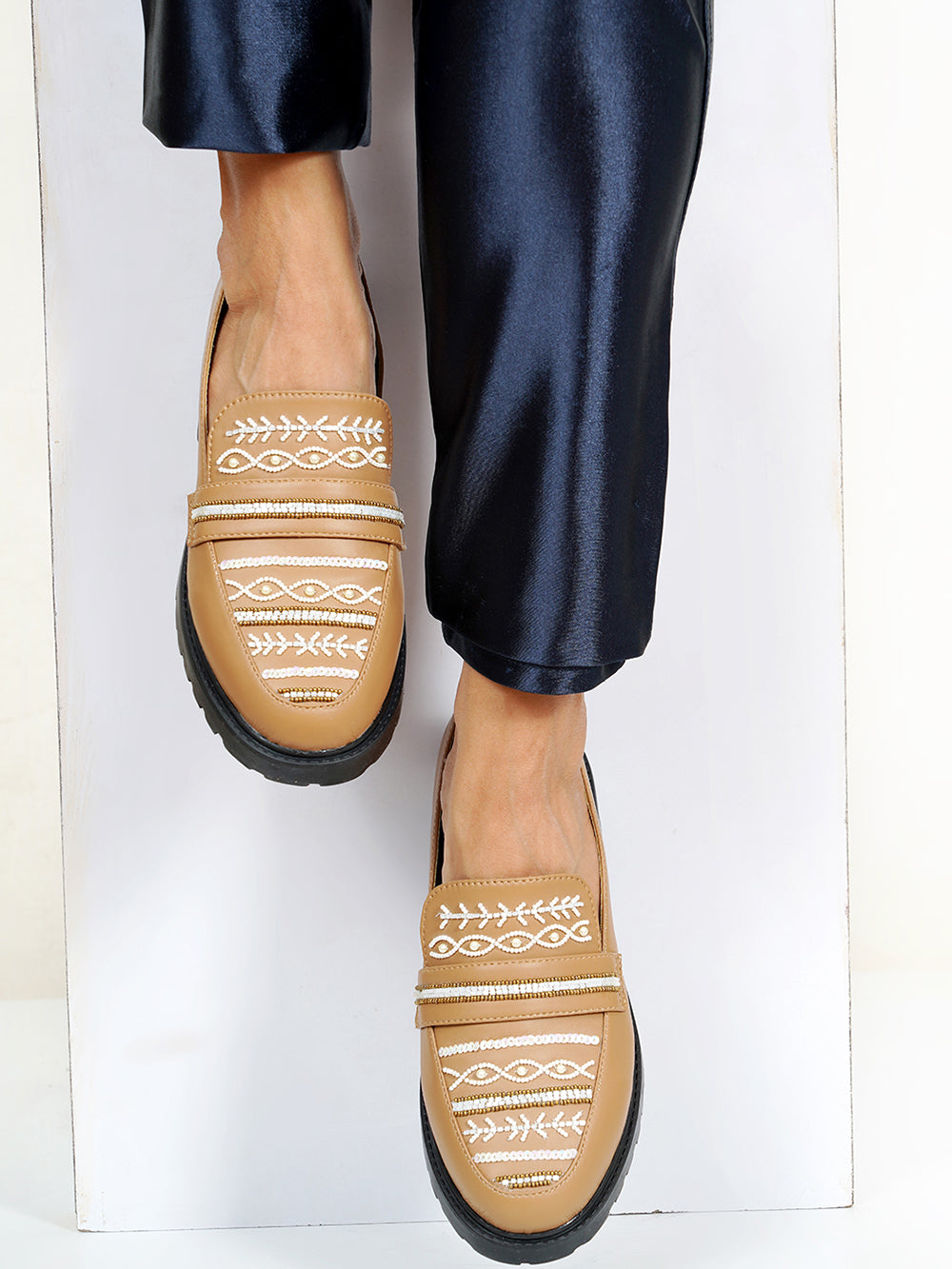 Nude Vegan Leather Loafers