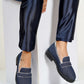 Denim Vegan Leather Loafers