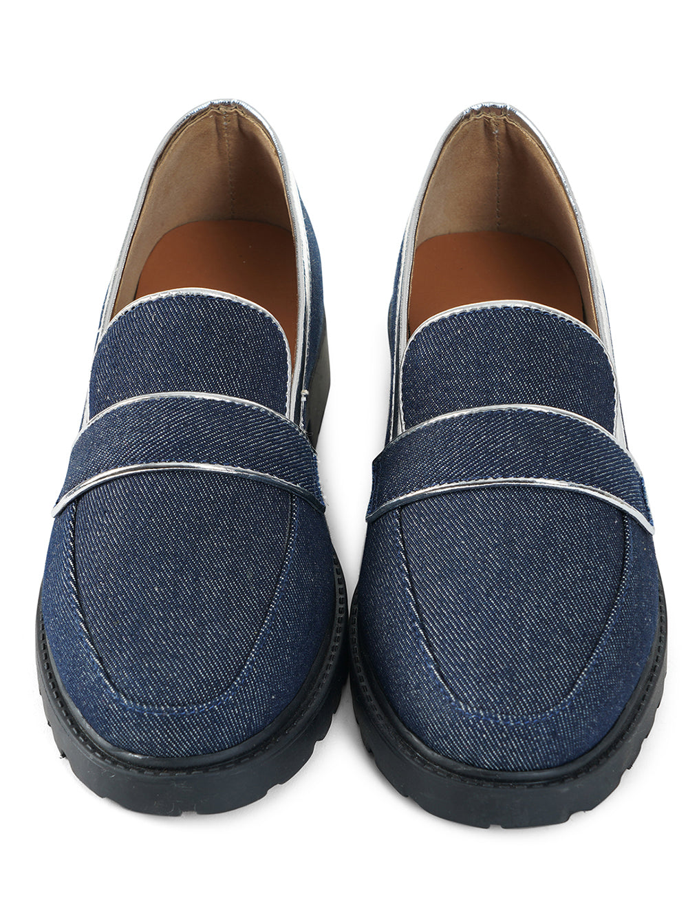 Denim Vegan Leather Loafers