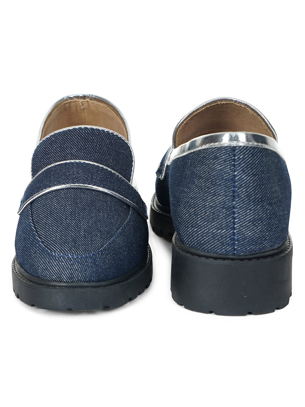 Denim Vegan Leather Loafers