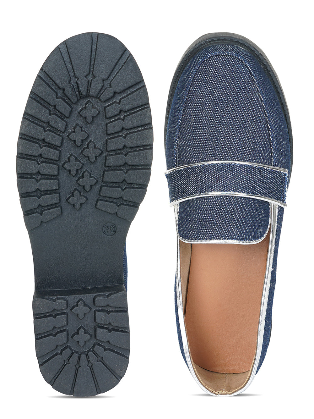 Denim Vegan Leather Loafers