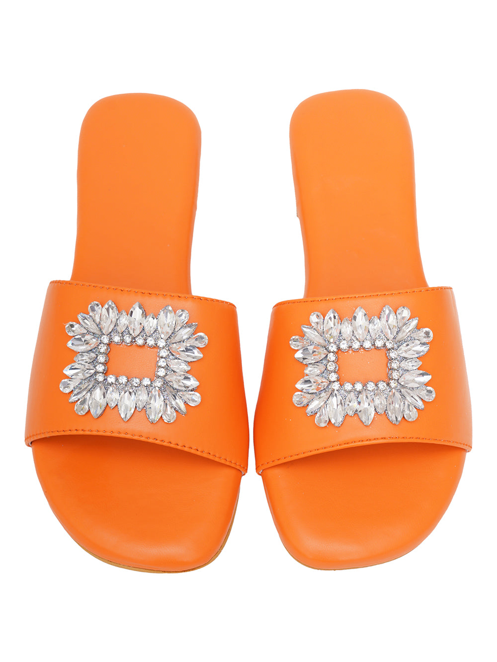 Orange Vegan Leather Flats