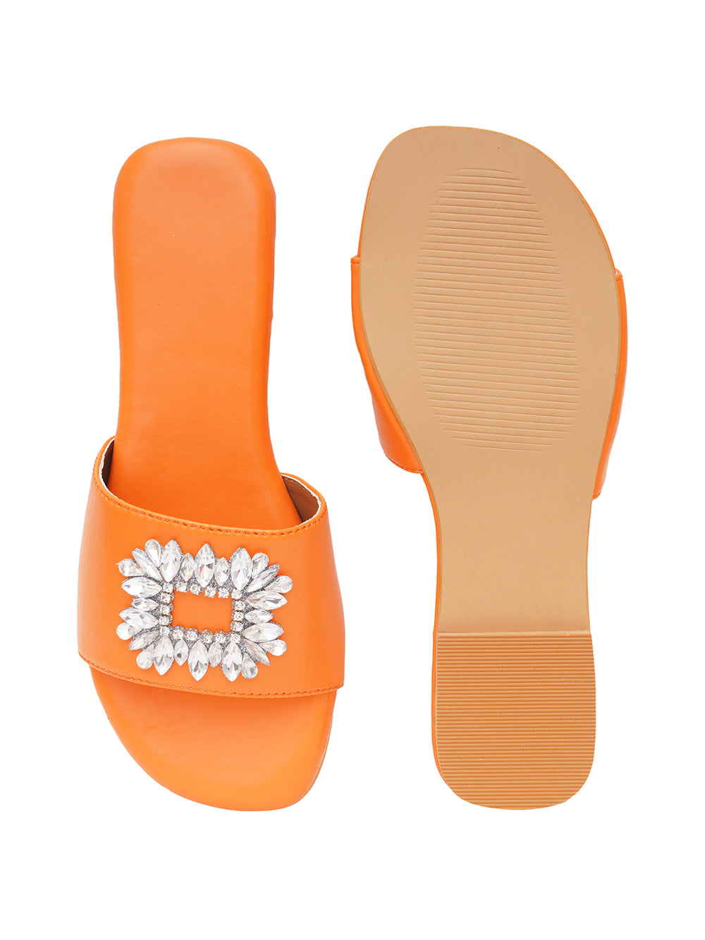 Orange Vegan Leather Flats