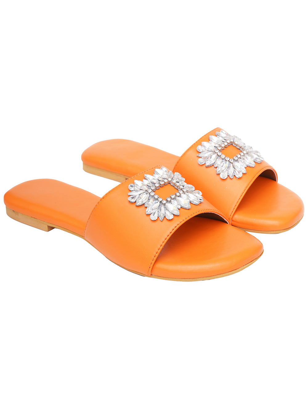 Orange Vegan Leather Flats