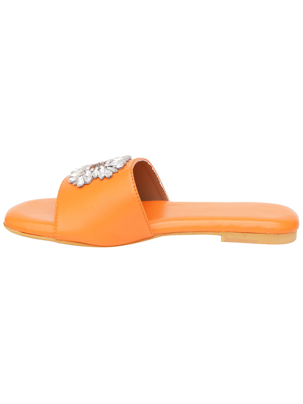 Orange Vegan Leather Flats