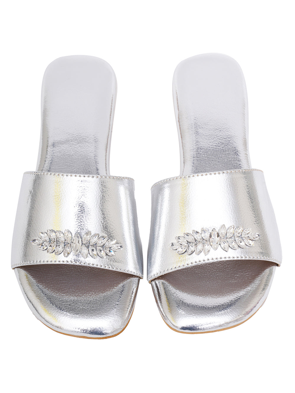 Silver Vegan Leather Flats