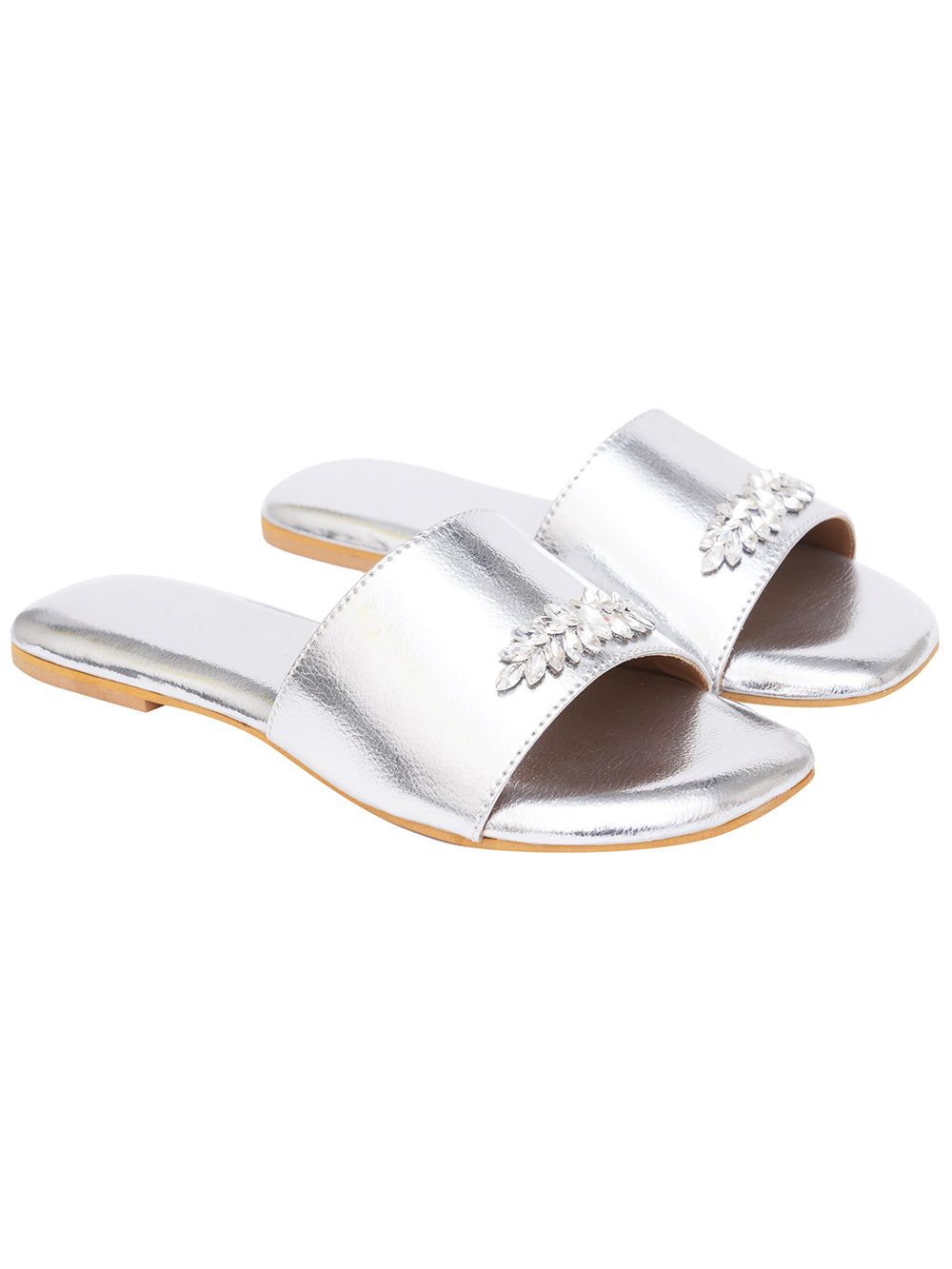 Silver Vegan Leather Flats