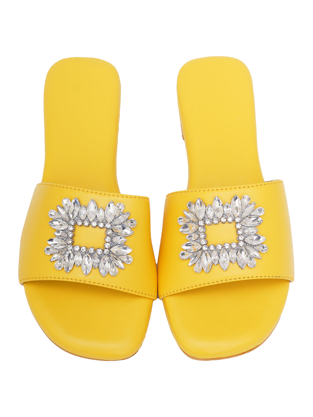 Yellow Vegan Leather Flats