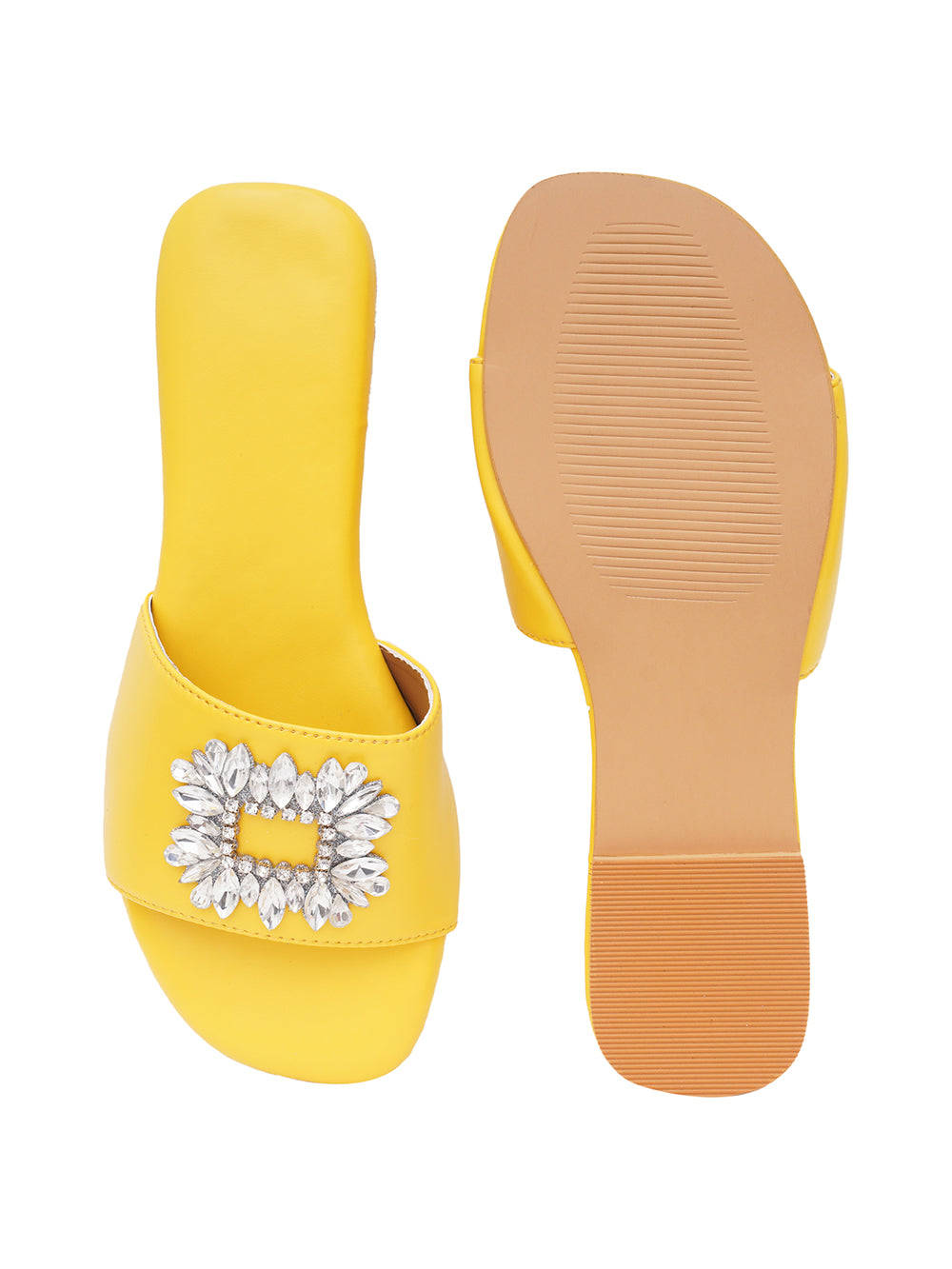 Yellow Vegan Leather Flats