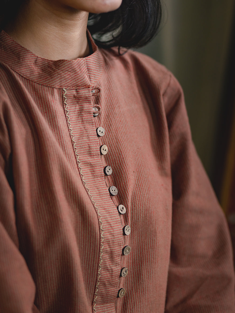 Brown stripes cotton dress