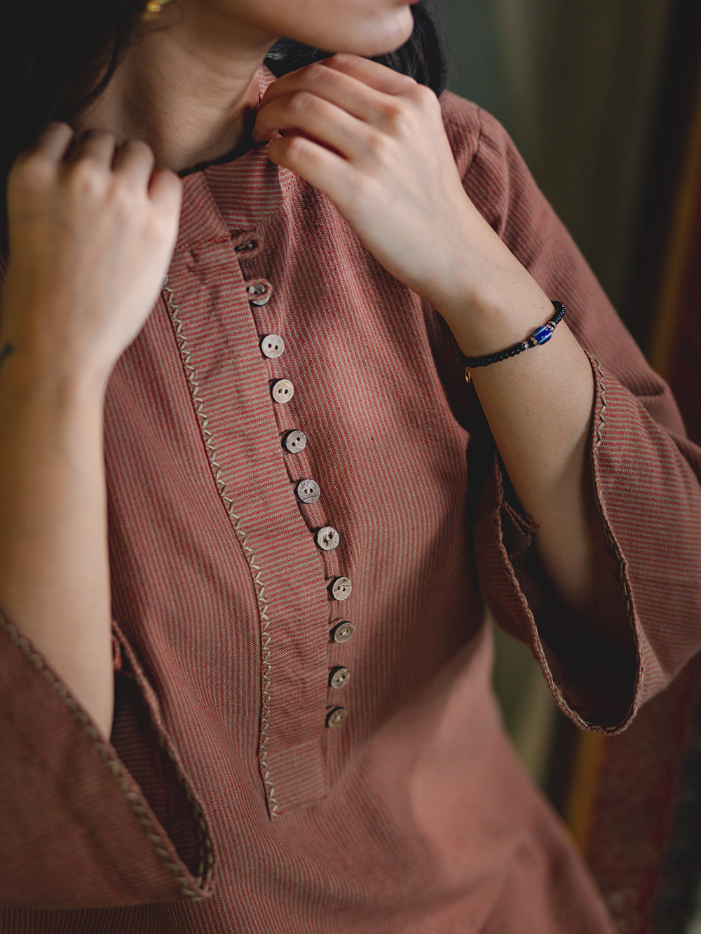 Brown stripes cotton dress