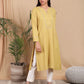 Mustard Hand Embroidered Cotton Kurta